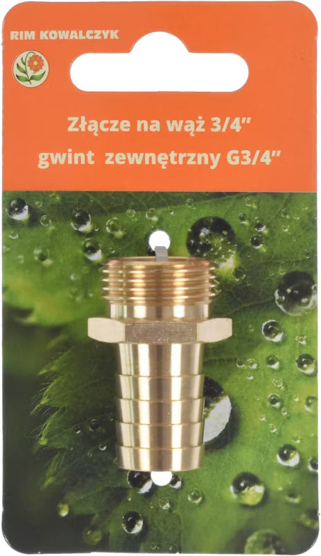 Slangekobling 19 mm 3/4" Udvendigt Gevind Messing