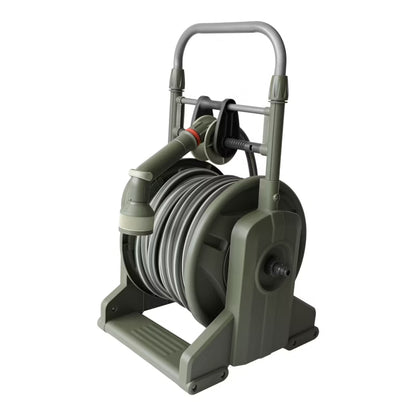 Slangetromle med Slange 25 m 1/2" Grøn med Fodpedal