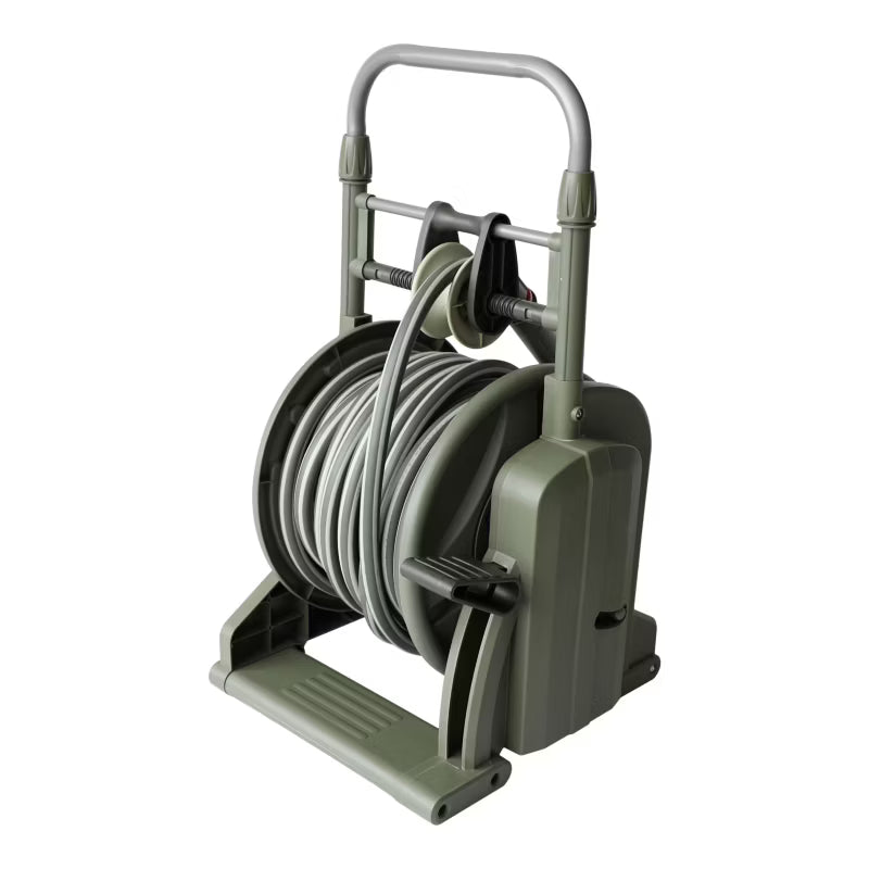 Slangetromle med Slange 25 m 1/2" Grøn med Fodpedal