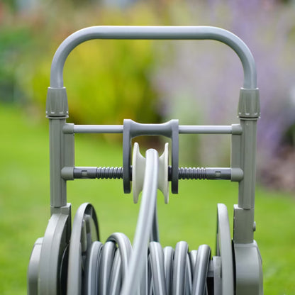 Slangetromle med Slange 25 m 1/2" Grøn med Fodpedal