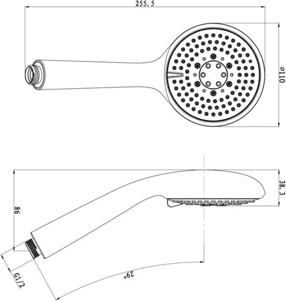 3-Funktions Brusehoved Cavally Rund Sort 110 mm