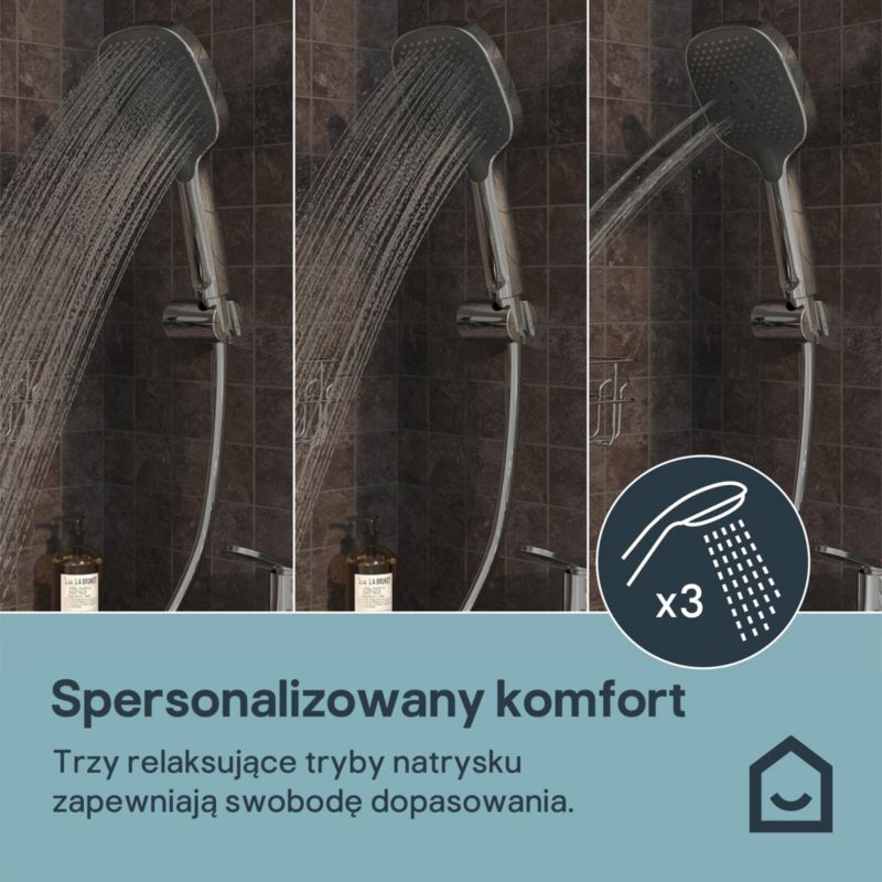 Brusehoved Kentia 3-Funktion Krom 24,4x11,9 cm