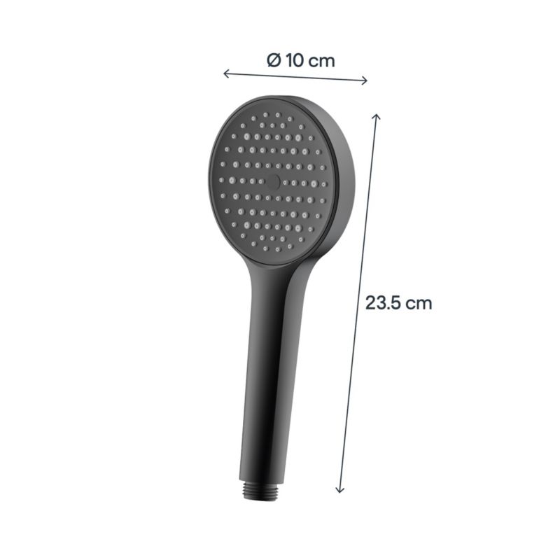Brusehoved Maza Rund Sort ABS 100 mm