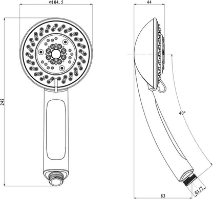 5-Funktions Brusehoved Rundt 10,4 cm Krom Vandbesparende