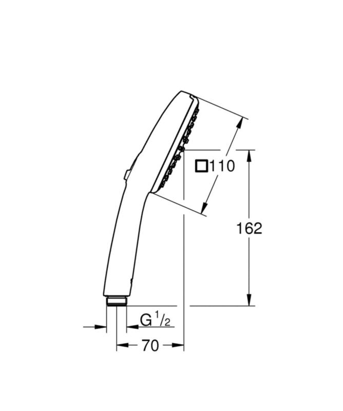 Brusehoved 2-Funktion Sort 20 cm 4067393016571