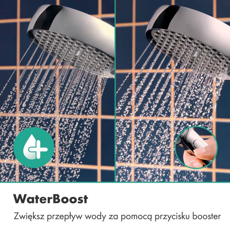 Brusehoved 2-Jet Vandboost 9,4 cm Krom Rundt