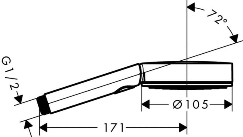 3-Funktions Brusehoved Rundt 224 mm Krom