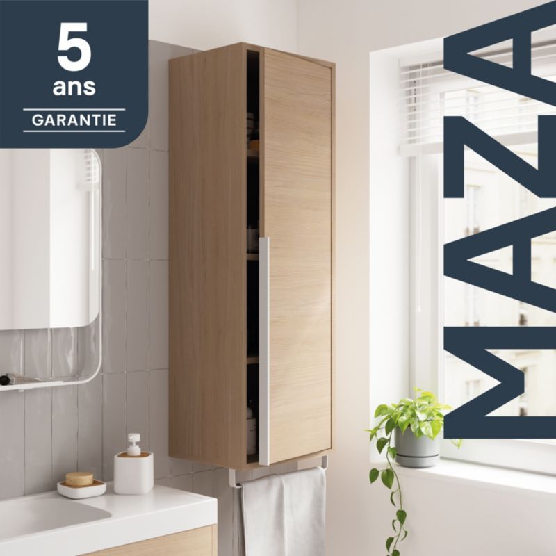 GoodHome Maza badeværelsesskab 115 x 36 x 30 cm i egetræ