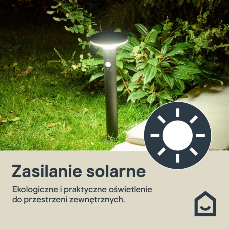 Sollampe Cowhorn 16x16x5 cm Sort med Bevægelsessensor