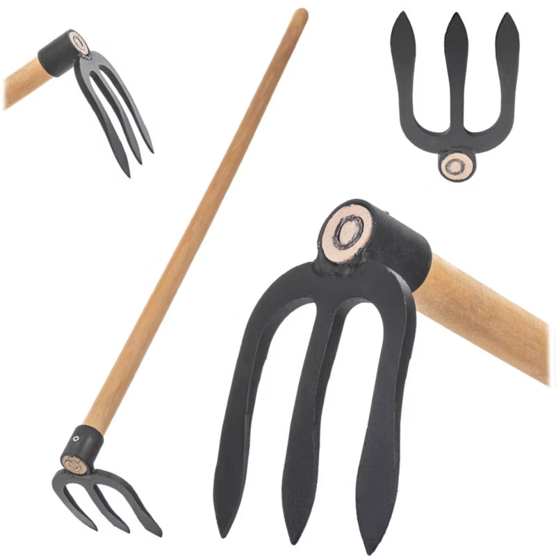 Smedet Hakke 3-Tand 114 cm Stål med Skaft
