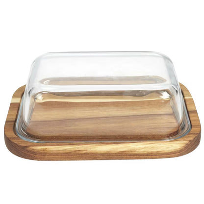Smørnæb Aria 19x14x6 cm Akacie og Glas