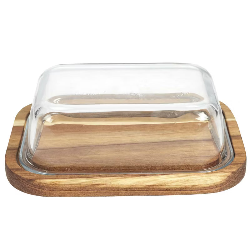 Smørnæb Aria 19x14x6 cm Akacie og Glas