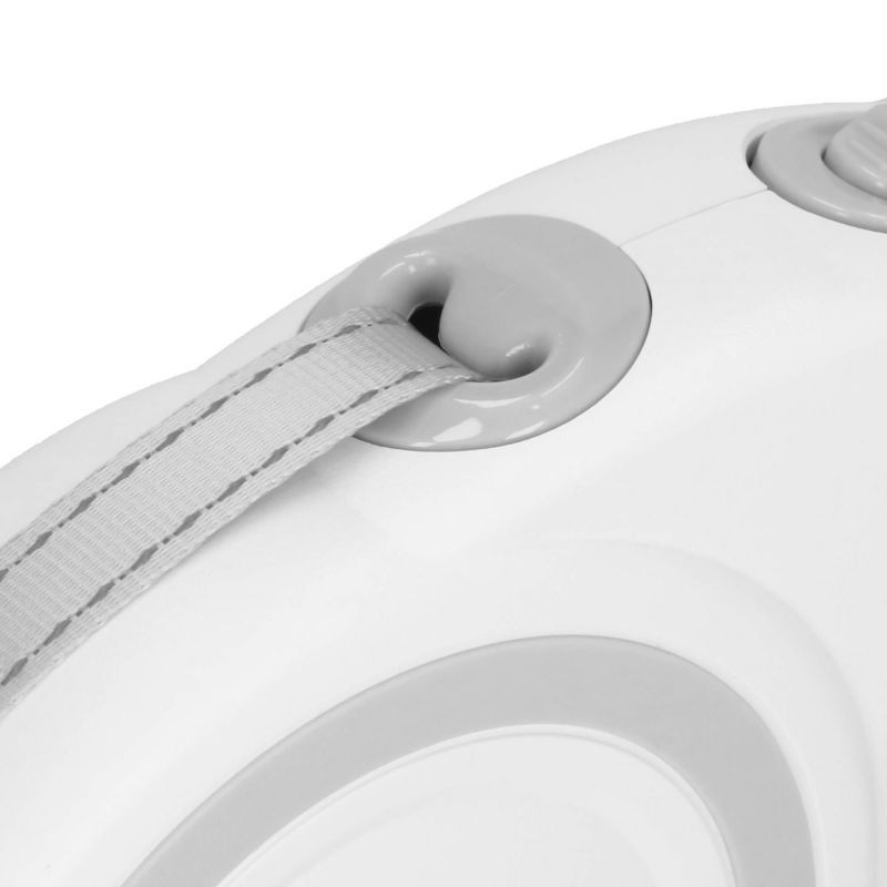 Automatisk hundesnor Springos L - til hunde op til 50 kg, båndlængde 5 m, hvid-grå, 1 stk.