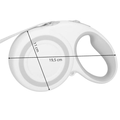 Automatisk hundesnor Springos L - til hunde op til 50 kg, båndlængde 5 m, hvid-grå, 1 stk.