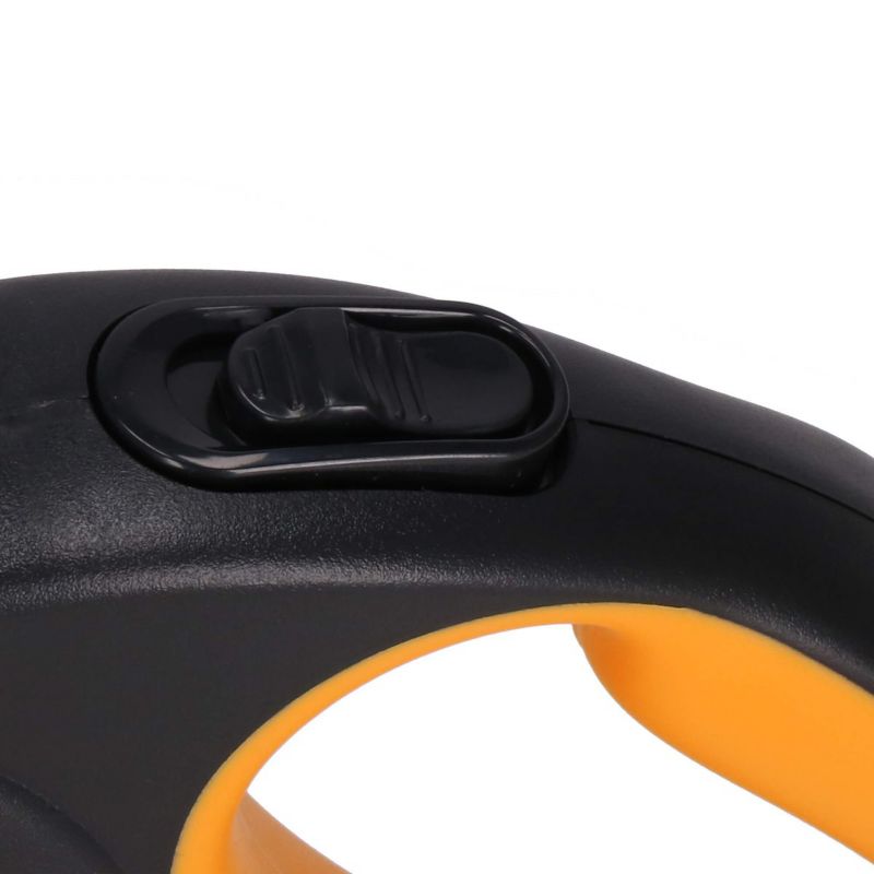 Automatisk båndline til hund Springos 5 m - til op til 50 kg, sort-orange, 1 stk.