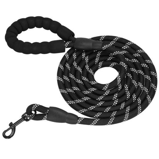 Springos træningsline til hund op til 50 kg med håndtag, 3 m, sort-hvid, 1 stk.