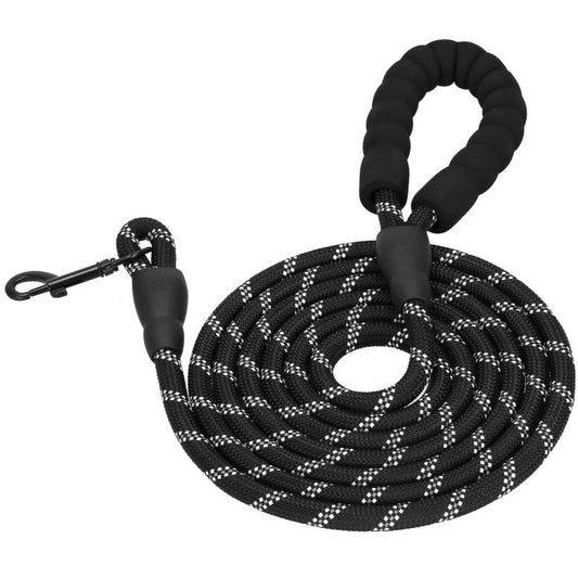 Springos træningsline til hund op til 50 kg med håndtag, 5 m, sort-hvid, 1 stk.