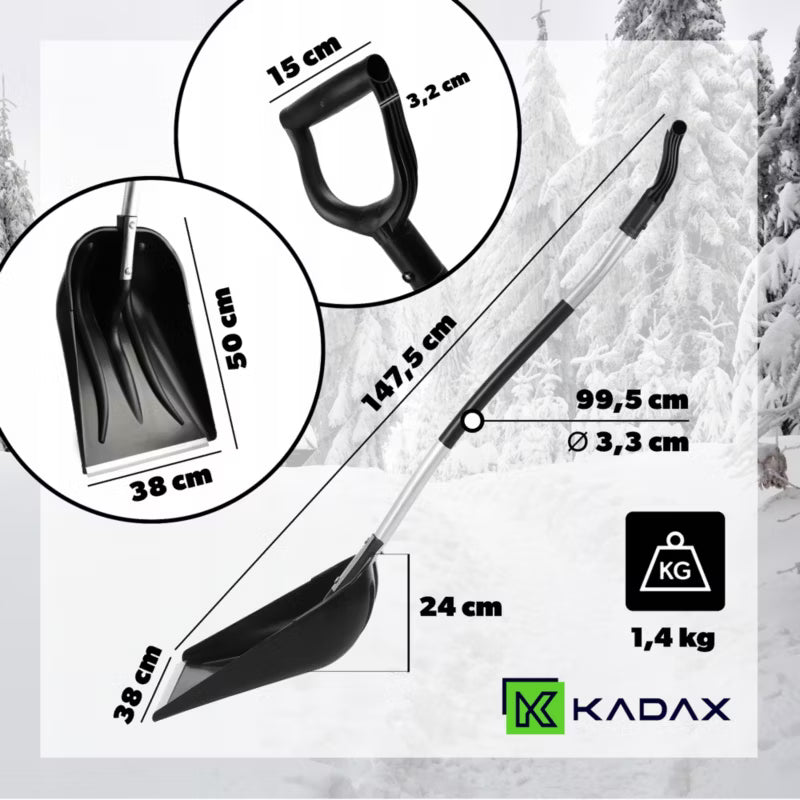Sneskovl 38x147,5 cm Sort med Aluminiumsskaft