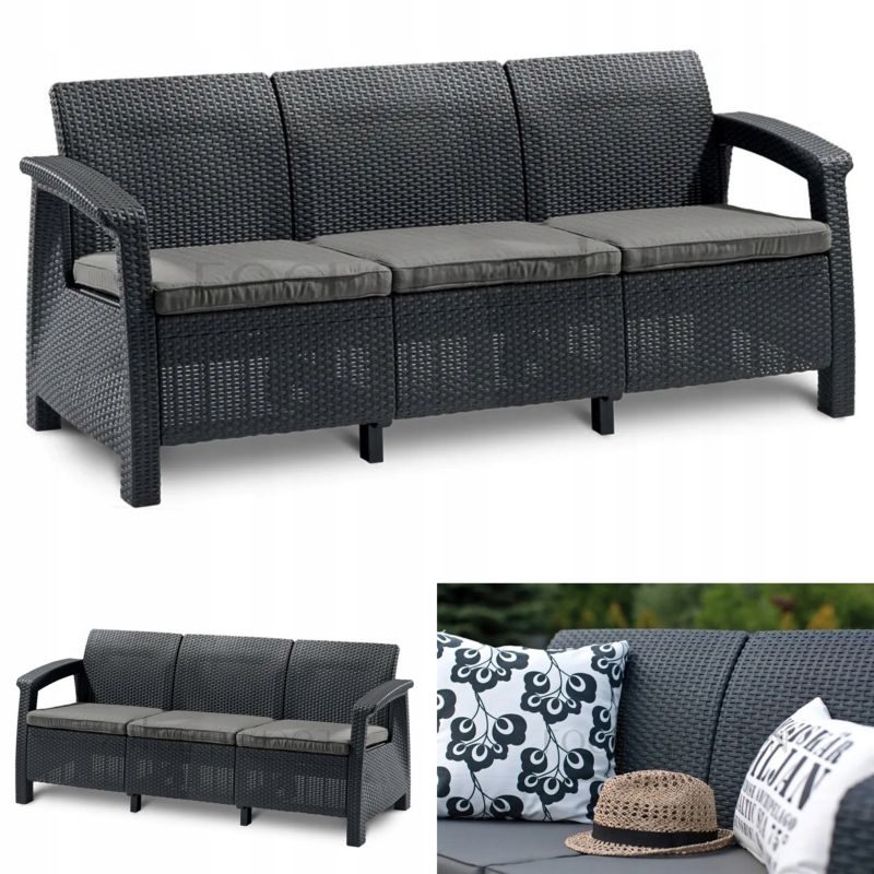 Sofa Keter Corfu Max 182x70x79 cm Grå 3-personers