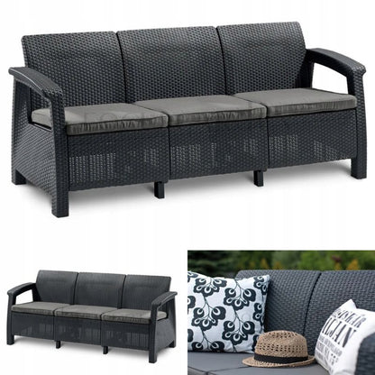 Sofa Keter Corfu Max 182x70x79 cm Grå 3-personers