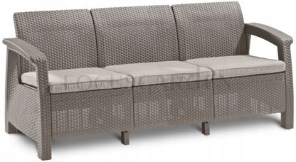 Sofa Keter Corfu Max 182x70x79 cm Cappuccino 3 Personer