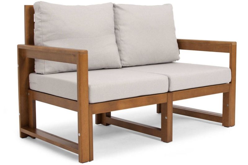 Bettso Malta to-personers have-sofa på lys træramme i lysegrå, 1 stk.