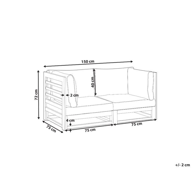 Havesofa Trani Modulær 150x75x72 cm Certificeret akacietræ Mørkebrun 1 stk.
