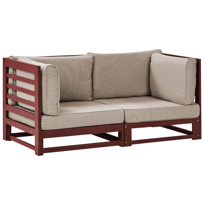 Sofa Ogrodowa Trani Modułowy Drewno Akacjowe Bordowy 1 Szt. | 4255664853271