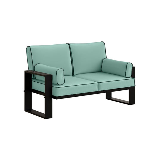 To-personers have-sofa Bettso Garten med sorte ben i turkis, 1 stk.