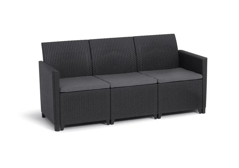 Sofa Ogrodowa Keter Marie 3-Osobowa Grafit 163x65x74 cm