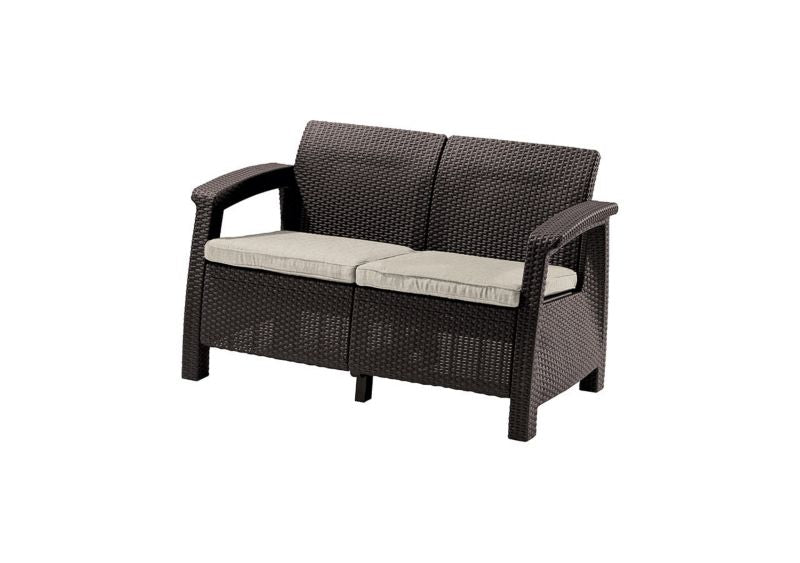 Keter Corfu Love Seat 2-personers have sofa i brun, 1 stk.
