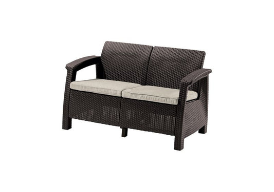 Keter Corfu Love Seat 2-personers have sofa i brun, 1 stk.