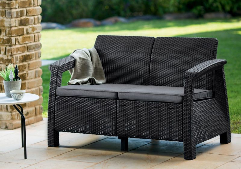 Keter Corfu Love Seat 2-personers have sofa i grafit, 1 stk.