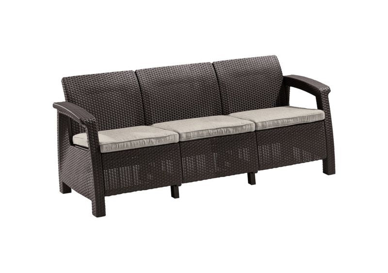 Keter Corfu Love Seat 3-personers have sofa i brun, 1 stk.