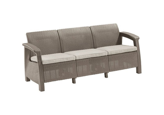 Keter Corfu Love Seat 3-personers have sofa i cappuccino, 1 stk.