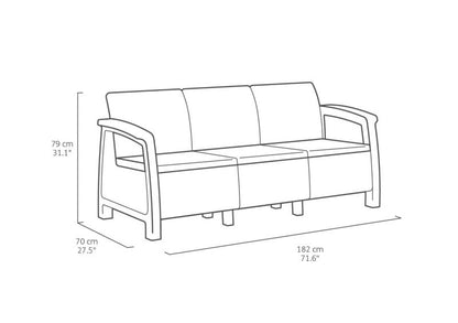 Keter Corfu Love Seat 3-personers have sofa i cappuccino, 1 stk.