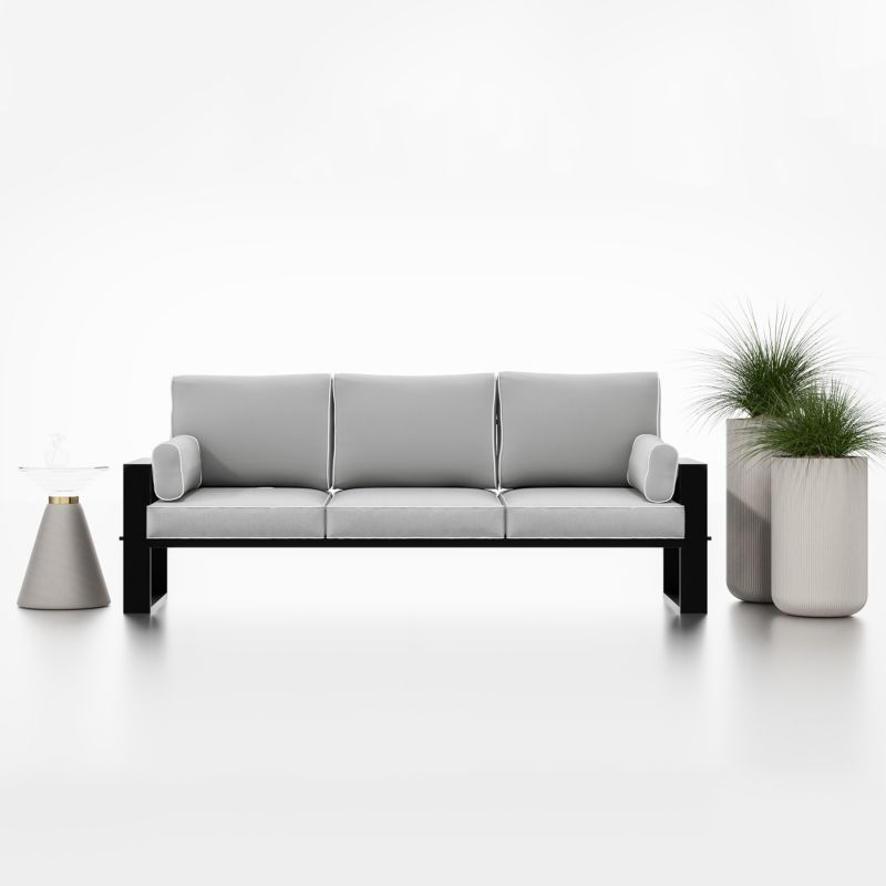 Tre-personers have-sofa Bettso Garten med sorte ben i lys grå, 1 stk.