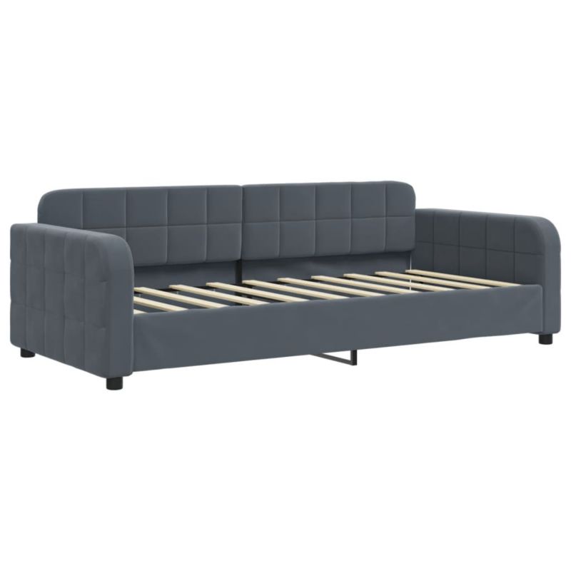 Sovesofa 90x190 cm Mørkegrå Fløjl med Skuffer