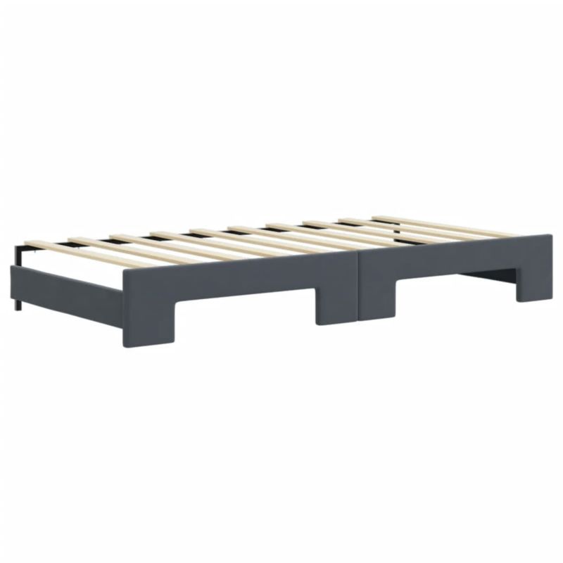 Sovesofa 90x190 cm Mørkegrå Fløjl med Skuffer