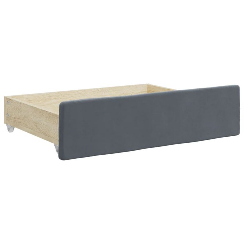 Sovesofa 90x190 cm Mørkegrå Fløjl med Skuffer