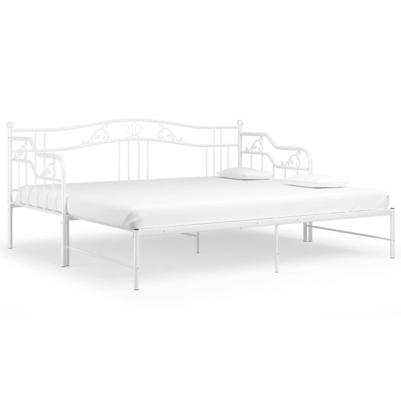 Sovesofa med Udtraek Hvid Metal 206x95 cm