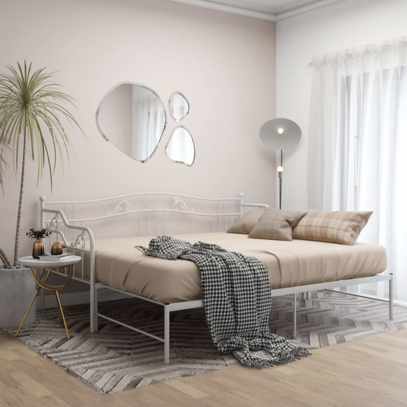 Sovesofa med Udtraek Hvid Metal 206x95 cm