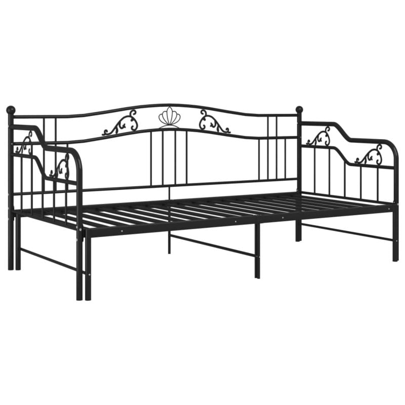 Sovesofa med udtræksseng Sort Metal 206x95x91 cm