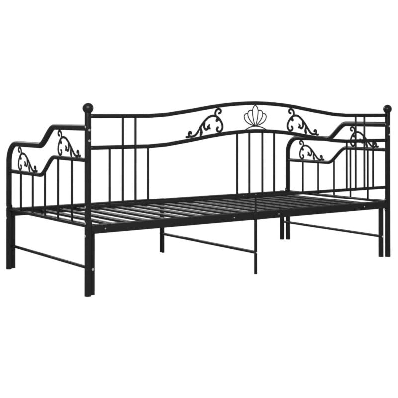 Sovesofa med udtræksseng Sort Metal 206x95x91 cm