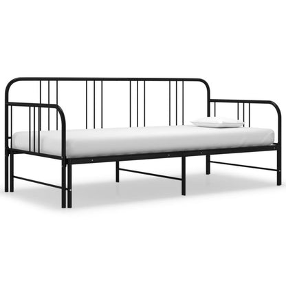Sovesofa med udtræksseng Sort Metal 206x185x88 cm