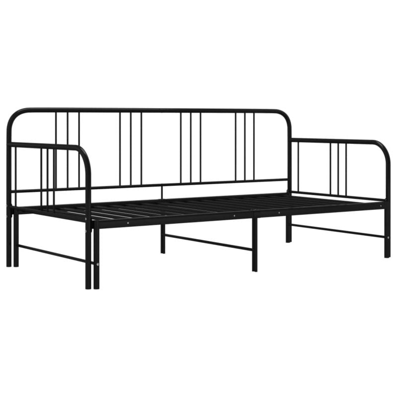 Sovesofa med udtræksseng Sort Metal 206x185x88 cm