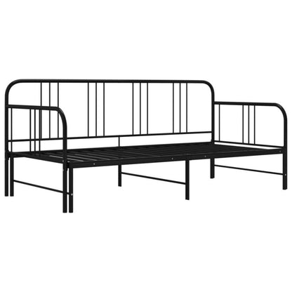Sovesofa med udtræksseng Sort Metal 206x185x88 cm