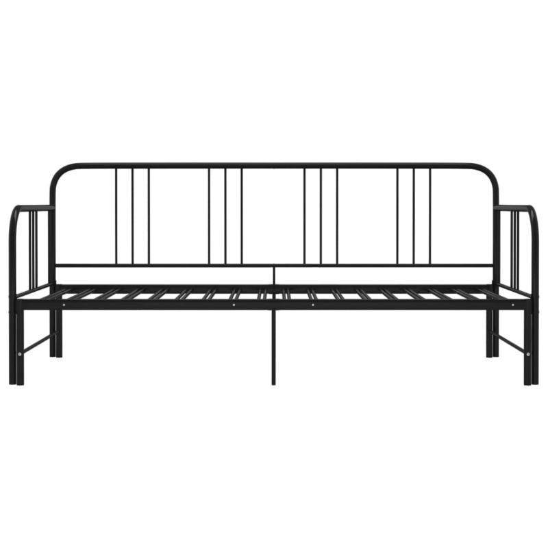 Sovesofa med udtræksseng Sort Metal 206x185x88 cm