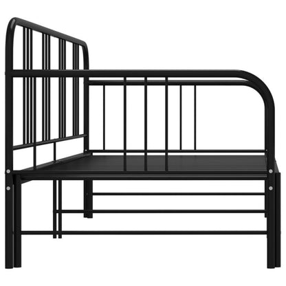 Sovesofa med udtræksseng Sort Metal 206x185x88 cm