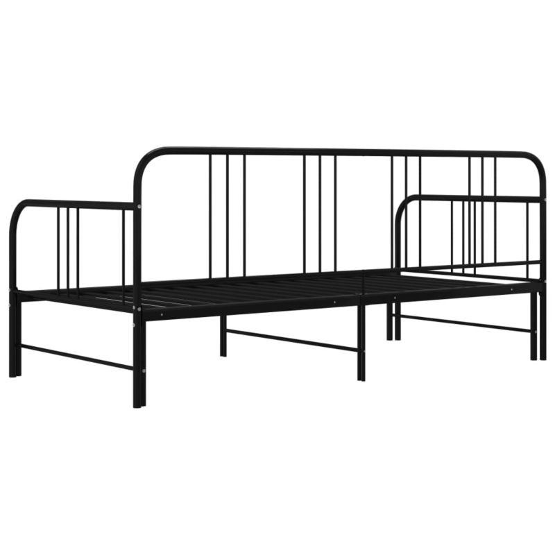Sovesofa med udtræksseng Sort Metal 206x185x88 cm